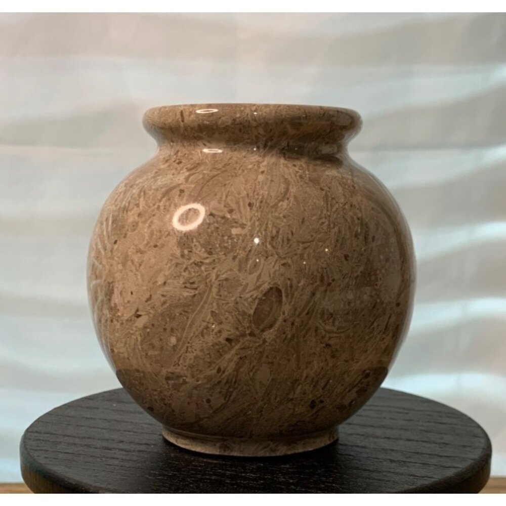 Vintage Handcrafted Natural Fossil Stone Vase 4"